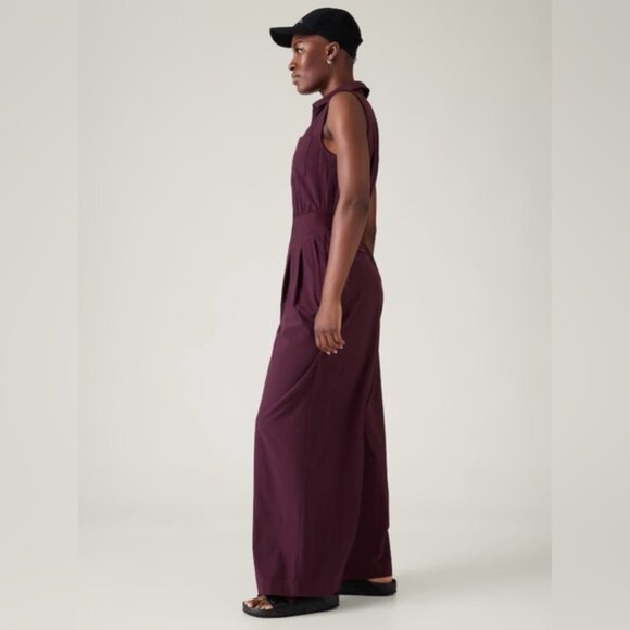 Athleta Brooklyn Heights Wide Leg Jumpsuit // Spiced Cabernet - Picture 4 of 11